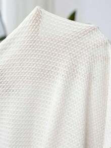 Chaqueta ligera de mujer talla grande en beige con mangas de encaje en contraste, de manga corta, versátil, elegante, atuendo de oficina para maestras en invierno, otoño, Día de San Valentín, trabajo, vacaciones, días festivos, verano - Blanco 2 - Ver 7