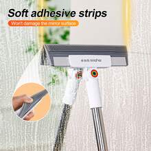 Short Handle Window Squeegee, 20cm Double Sided Scrubber Squeegee With 54cm Stainless Steel Rod, 2 In 1 Brush & Wiper For Bathroom Floor Tile Glass, Compact Handheld Water Blade For Countertop Car Window, Pet Hair Remover Streak Free, Essential Memorial Day Summer Cleaning - 20cm - Squeegee & Scrub In One (Short Version) - View 12