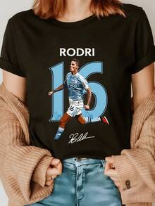A Player In Motion With Energy And Passion, Showing Strength And Dedication In Every Step, Combining Vibrant Colors And Dynamic Shapes To Express Courage And Sportsmanship. A Modern, Comfortable, Casual Women's T-Shirt For Everyday Wear. - 黑色 - 查看 8
