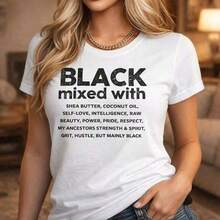 Mujeres Redondo Cuello Ajustado Camiseta 1 pieza, talla grande Tamaño Mujeres Negro Mixto Con Shea Mantequilla Coco Aceite Camiseta Para Mujeres Hombres Algodón Gráfico Tee Sí mismo Amor Inteligencia Crudo Belleza Poder Orgullo Respeto Antepasados Fuerza Espíritu Resistencia Agitación Principalmente Negro Informal Cuello redondo Superior Rápido Envío! Camiseta de manga corta estampada, casual y elegante para mujer. 2026 - Adecuada para uso diario, vacaciones, fiestas - Estilo vintage urbano, unisex, holgada, de algodón 100% puro. - Blanco - Ver 6