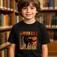 Camiseta "Pequeño Gato de la Biblioteca" - Negro - Ver 14
