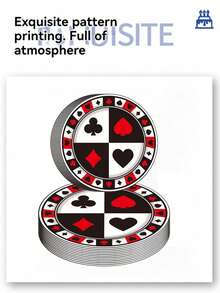 68Pcs Poker Theme Disposable Paper Plates Set, 7/9 Inch Dinnerware With Cups Napkins, Compostable , Perfect For Parties, BBQ, Picnic, Camping, Birthdays, Clubs & Restaurants - Multicolor - View 5