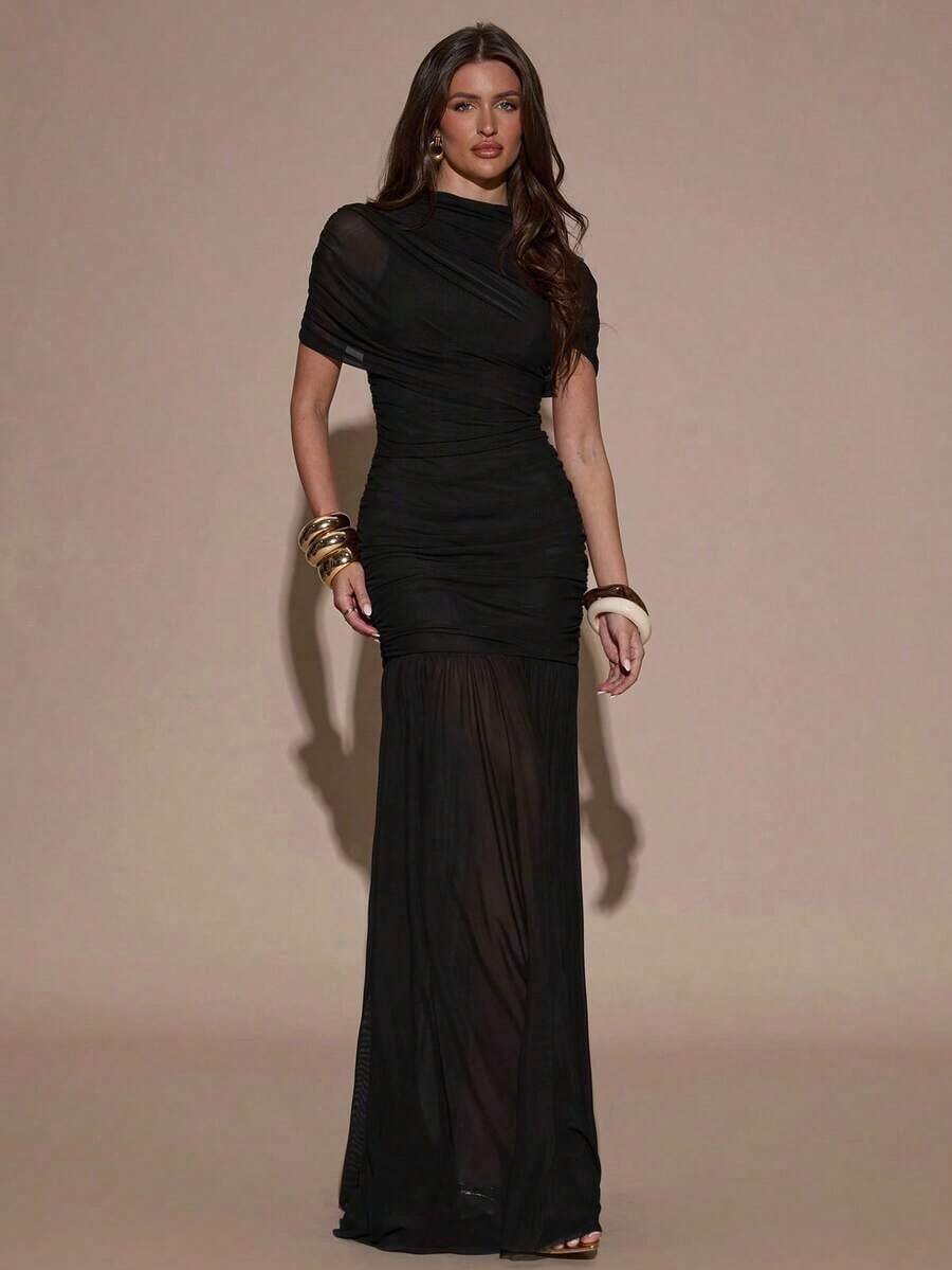 Women Midi Dresses - Black - View 1