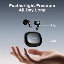 PHILIPS TAT1040 Semi-In-Ear True Wireless Bluetooth 6.0 Earphones, AI Call Noise Cancellation, 13mm Dynamic Driver Unit, Lightweight & Comfortable, 11 Hours Total Playtime, Deep Bass, Microphone For Fitness - View 3
