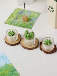 1件仙人掌玻璃香氛蠟燭，居家裝飾用，可愛綠色禮品，適用於節日裝飾、情人節禮物、婚禮布置、派對餐桌裝飾、桌面蠟燭裝飾、聖誕禮物，也適合送給朋友的貼心禮物。適用於各種場合：聖誕節、生日、母親節、父親節、週年紀念、感恩節、情人節等 - 仙人掌玻璃杯蠟 - 查看 11