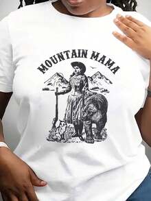 Women's Mountain Mama Mountain-Themed T-Shirt, Vintage Country Music T-Shirt, Cute Western Style T-Shirt, Graphic T-Shirt, Retro Travel T-Shirt. - 白色 - 查看 6