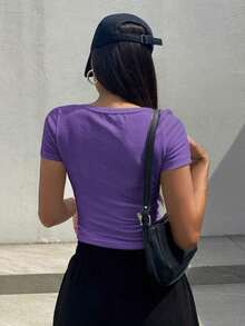 Camiseta Corta De Manga Corta - Morado - Ver 2