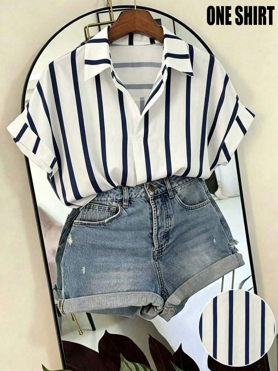 adecuada para atuendos de primavera/verano, ropa de vacaciones, cubierta de primavera/verano para mujer, cubierta - Azul y blanco - Ver 1