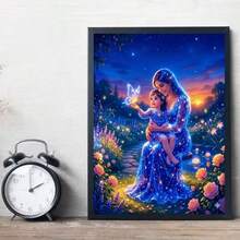 1幅[30*40厘米/11.8*15.7英寸]5D亚克力钻石画套装，星空下的母女图案，适合成人初学者DIY马赛克钻石画，全钻手工DIY钻石画，适合客厅、卧室、办公室墙面装饰，惊喜艺术家居装饰礼物，送给家人和朋友，无框 - 無框 - 查看 4