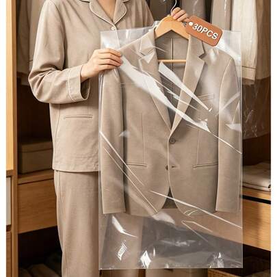 5pcs Transparent Garment Dust Covers, Transparent For Easy Clothing Identification, Made Of High-Performance ABS Plastic, Dust-Proof And Waterproof, Suitable For Home, Dry Cleaners And Other Occasions