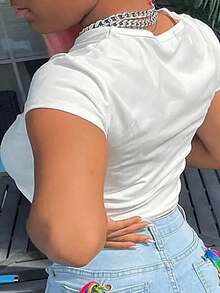 Women's Sets: Elegant Printed T-Shirt - Versatile, Easy To Maintain And Comfortable, Casual Women's T-Shirt For All Seasons. - 白色 - 查看 2