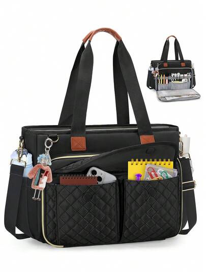 Teacher's Tote Bag, Work Bag Briefcase, 15.6-Inch Laptop Tote Bag, With Large Cup Holder, Nurse Bag, Computer Tote Bag