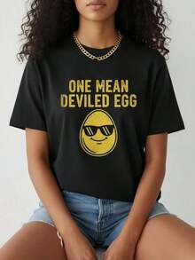 Camiseta Creador De Unos Huevos Rellenos De Muerte Camiseta Divertida De Foodie De Acción De Gracias 100% Algodón Cuello Redondo Manga Corta Mejor Creador De Huevos Rellenos Gráfico Humorístico Round Neck Printed Short Sleeve Casual Everyday T-Shirt, They Are Excellent Gifts For Friends And Family,100% Cotton T-Shirts Feature, A Youthful And Fashionable Design Blusas Para Mujer Camisa - Negro - Ver 6