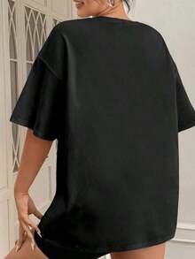 Camiseta cristiana de manga corta informal para mujer, ideal para vacaciones de verano, camiseta de Jesús, camiseta inspiradora, ropa cristiana, ropa urbana cristiana, camiseta gráfica inspirada en la fe. Camisetas gráficas divertidas para hombre y mujer, cuello redondo, camisetas casuales holgadas. Camisetas casuales de manga corta para hombre y mujer. - Negro - Ver 2