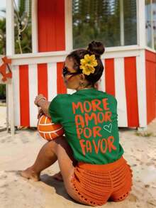 Top Casual Elegante de Verano para Mujer con Estampado de Doble Cara, con Diseño Vintage de Corazones y Rayas.MORE AMORE PER Print, Camiseta de Manga Corta con Cuello Redondo, Camisetas Bonitas para Mujer, Tops Divertidos, Camiseta Divertida para Mujer, Tops de Mujer para Verano, Conjuntos de Ropa para Vacaciones de Mujer, Conjuntos de Playa, Conjuntos de Verano para Mujer, Ropa de Primavera para Chicas Adolescentes, Conjunto de Verano para Mujer, Ropa de Playa para Mujer - Verde - Ver 6