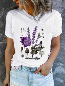 Camiseta de verano para mujer, de manga corta y estampada, moderna y casual, lavable a máquina, de ajuste cómodo. - Blanco_01 - Ver 1
