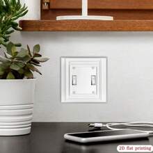 1 pieza [Impresión plana 2D] Marco en relieve Panel de interruptor blanco puro, Placa de cubierta de enchufe universal de múltiples especificaciones, Cubierta protectora de interruptor de pared de decoración del hogar minimalista - B - Ver 6