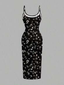 Vestido camisero de longitud completa ajustado con estampado de cerezas, adecuado para el verano - Multicolor 5 - Ver 4