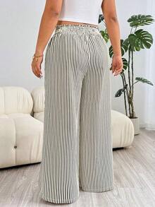 Pantalones casuales nuevos para otoño/invierno 2025, adecuados para salidas, uso diario casual, fiestas, ir al trabajo, volver al colegio, citas, hogar, fiestas de cumpleaños y múltiples ocasiones.Corte relajado, cintura elástica, pierna ancha, - Blanco y Negro 2 - Ver 2