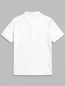 男士天蓝色POLO衫，商务休闲度假短袖POLO衫 - 白色 - 查看 4
