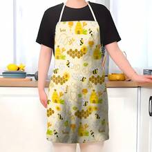 1pc, Home Decor, Bee Pattern Printed Apron, Sleeveless, Neck Strap Design, Suitable For Cooking, Baking And Entertainment, Perfect For Home Dining, Parties, Outdoor BBQ Parties, Baking Apron|Bright Apron|Polyester Apron|Printed Apron - Multicolor - View 2