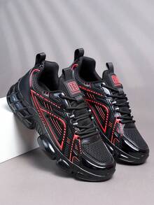 Zapatos deportivos casuales para hombres, zapatos para trotar, zapatos para caminar, zapatos deportivos de moda de color rojo de corte bajo, de tela de malla, estilo callejero - Rojo - Ver 6
