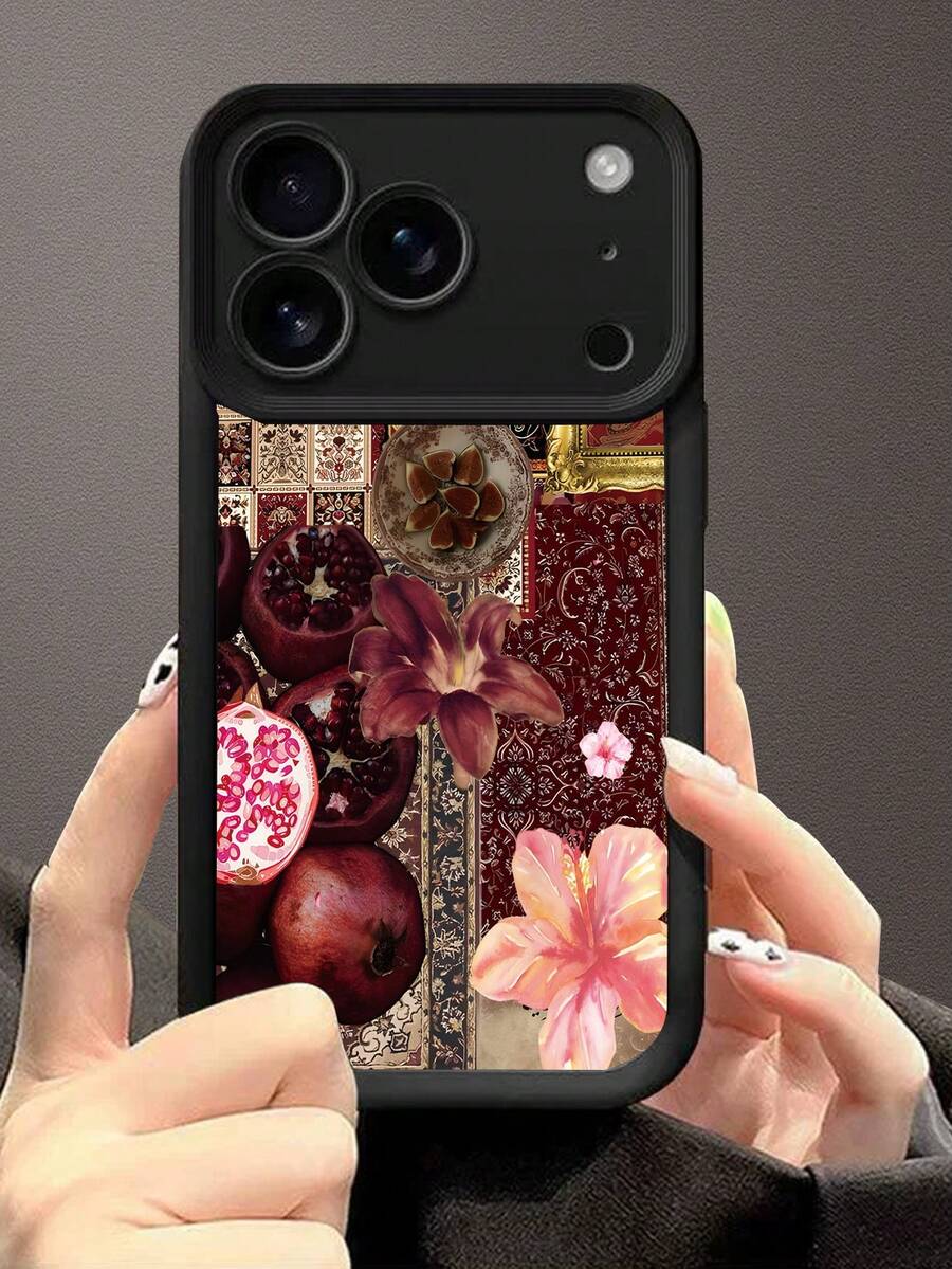 1 buah Kolase Pola Karpet Persia Kreatif Personalisasi Klasik Keren Minimalis Gaya Estetik Cocok Untuk Hadiah Ulang Tahun, Festival, Hari Valentine, Casing Lembut Hitam Matte Dengan Pelindung Kamera, Kompatibel Dengan Model Smartphone Dan Galaxy - Hitam - View 1