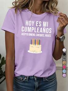 Camiseta Casual de Cuello Redondo para Mujer "Hoy Es Mi Cumpleaños" - Ideal para Fiestas de Cumpleaños, Uso Diario y Celebraciones en Español (Camiseta Cómoda para Todo el Año) - Blanco - Ver 5