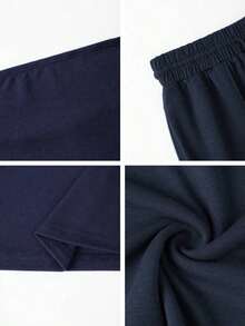 Conjunto de 2 piezas de ropa de otoño Vaiaye: Top corto ajustado y sexy sin tirantes, camiseta básica de unicolor elástica y ajustada, top tipo bandeau para yoga; Conjunto de pantalones para primavera/verano - Marina de - Ver 11