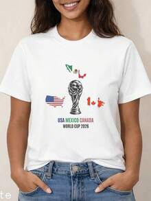 Camiseta unisex de algodón puro,2026MundoCopaCamisaparaAficionadosdeElEE. UU. México,YCanadá, playerasdemujertopsdemujerblusascasualesparadamablusasparamujerblusascasualesparaDama, DeportivoEstilo,Al aire libreActividades, SuavesAlgodón,InformalDiarioRopa, CreativoDiseño,Al aire libreJugar - Negro - Ver 1