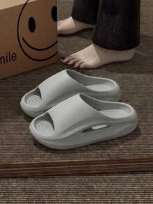 MAOLI Men's Open-Toe Thick-Sole Slippers, Casual Sports Style Hollow Design Couples Summer New Sandals, Shower Slides, Indoor Bedroom Daily Wear Sandals, EVA Non-Slip Increased Height 3cm, Multiple Colors Available, Women Summer Slippers - Grey - View 9
