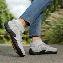 2025 Nuevas botas de senderismo para hombre de talla grande para exteriores, zapatos de trekking de caña alta con suela de goma para escalada para otoño/invierno - Gris - Ver 7