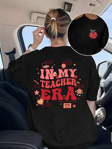 Teacher Appreciation T-Shirt - "In My Teaching Days" Colorful Print, Casual Summer Short Sleeve T-Shirt, Perfect Gift For Educators, Back To School Apparel | Playful Design | Quality Print T-Shirt - Black - View 1