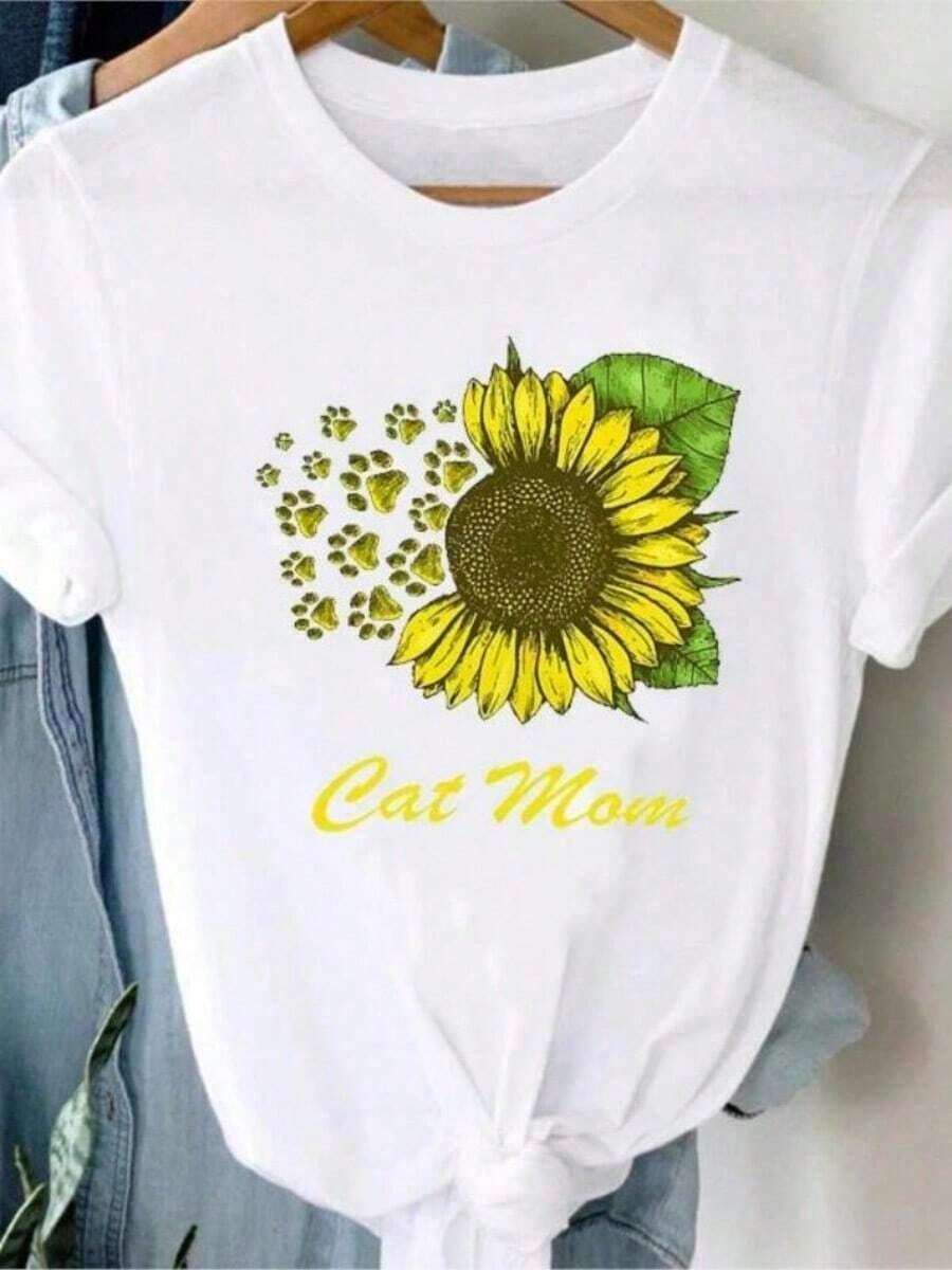 Women's 90s Style Casual T-Shirts, Panda Print T-Shirts, Animal Design Clothing, Stylish Panda Print T-Shirt, Sexy Printed T-Shirt For Women, Must-Have - 白色 - 查看 1