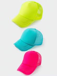 3pcs Solid Color Casual Mesh Breathable Baseball Cap For Women - Multicolor - View 22