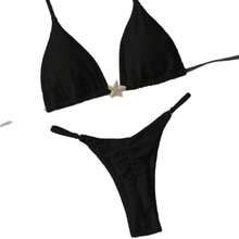 Nuevo estilo de bikini de color sólido, bikini sexy con lazos, traje de baño de dos piezas fresco y sencillo para mujer. - Marrón claro - Ver 6