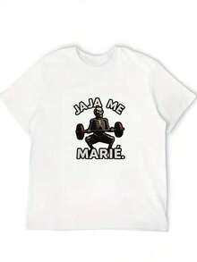 1 Beautiful Women's Blouse, Women's Clothing Sets, 180G Black And White T-Shirt With JAJA ME MARIE Print, High Quality, Printed, Round Neck, Basic Loose Fit, Breathable, Machine Washable, Comfortable Size S~3XL, Casual Daily Essential For Summer Sports. Lightweight And Breathable - 黑色 - 查看 9