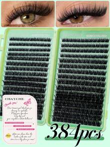320/384/448簇可重复使用高容量多规格3D仿貂毛假睫毛,眼尾延长,猫眼妆,日韩系列,与偶像睫毛相同,单簇睫毛,睫毛,包含化妆工具胶水、封口贴、镊子、刷子,适合初学者使用,日常通勤妆容,适合各种眼型,各种妆容,度假,夏季必备,旅行,节日,婚礼,万圣节,圣诞节。 - 彩色 - 查看 19