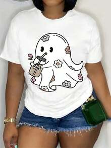 2026 Camisetas Casuales de Manga Corta con Cuello Redondo para Mujer, Ropa Casual de Primavera y Verano, Camisetas con Estampado Gráfico de Alta Calidad para el Verano - Blanco - Ver 6