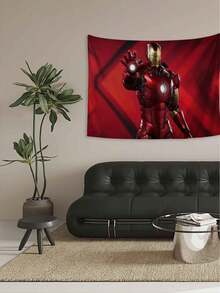 1pc M-Arvel I-Ron Man Tapestry, Cinematic Action Style Wall Decor, Bold Superhero Art Hanging,Nice Gift For Family And Friends,Perfect For Bedroom, Living Room, Dorm, Apartment, Studio, Party Backdrop, Comic, Superhero Themed Room Decor - Multicolor a - View 10