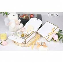 1/6/12 Hộp Quà Màu Trắng Viền Vàng & Nơ Satin, Kích thước 10.6x7.8x3.1 inch, Hộp Quà Cao Cấp Có Khóa Từ, Hộp Quà Gấp Gọn Thích Hợp Cho Đám Cưới, Cầu Hôn, Tiệc Sinh Nhật, Tiệc Mừng Em Bé, Mỹ Phẩm & Quà Tặng - Xem 15