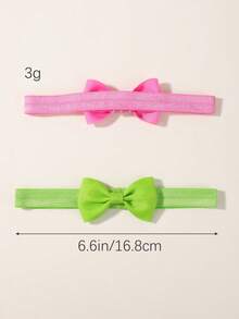 5pcs Solid Color Bowknot Children's Elastic Hair Bands, Macaron Colors Set - Hot Pink - View 5