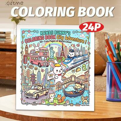 KAWAI Bunny - Coloring Book: City Adventure.