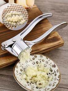 3-In-1 Stainless Steel Manual Garlic Press, Multi-Functional Kitchen Garlic Press, Garlic Paste Press Tool, Garlic Press Machine, Kitchen Accessory. Functions: Garlic Press + Nut Opener + Bottle Cap Opener, Compact And Durable Garlic And Ginger Grinder. - Silver - View 1