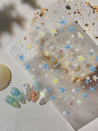 Ocean Series Nail Stickers, Starfish & Shell Nail Art Decorations