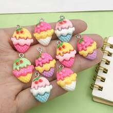 10/20Pcs Resin Cherry Ice Cream Cone Charms With Loop Cute Food Pendants For DIY Earring, Keychain & Phone Case Decor Jewelry Making 16x24mm - Pendant - View 2