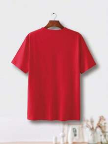 Nuevas llegadas para el verano. Camiseta con estampado gráfico, manga corta, cuello redondo, top casual para verano y primavera, ropa de mujer, blusa, camisa > Hermosa. - Rojo - Ver 4