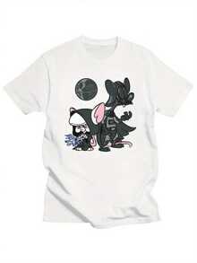 Camiseta para hombre de talla grande con diseño de cuello redondo negro inspirado en Pinky y el cerebro - Blanco - Ver 12