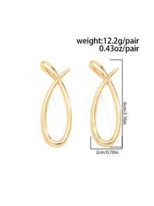 1 Pair Minimalist Teardrop Earrings, Thick Gold Teardrop Stud Earrings, Oval Earrings, Elegant & Fashionable Lightweight Delicate Jewelry For Women, Suitable For Daily Wear, Various Party Occasions, Holiday Gifts - Water Drop Hollow Earrings - View 9