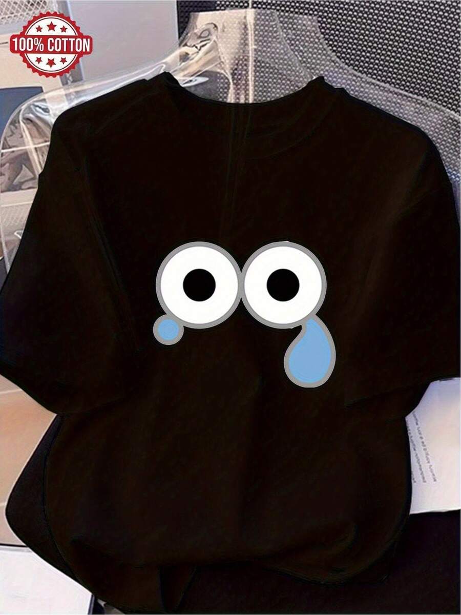 Cómics divertido camiseta unisex algodón 100% diseño original estilo moderno personaje simpático color negro casual diario talla M L XL moda - Negro - Ver 1